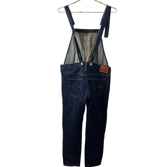 Levi's Cotton Dark Wash Denim Bib Overalls Straight Leg Size Small - Picture 6 of 9